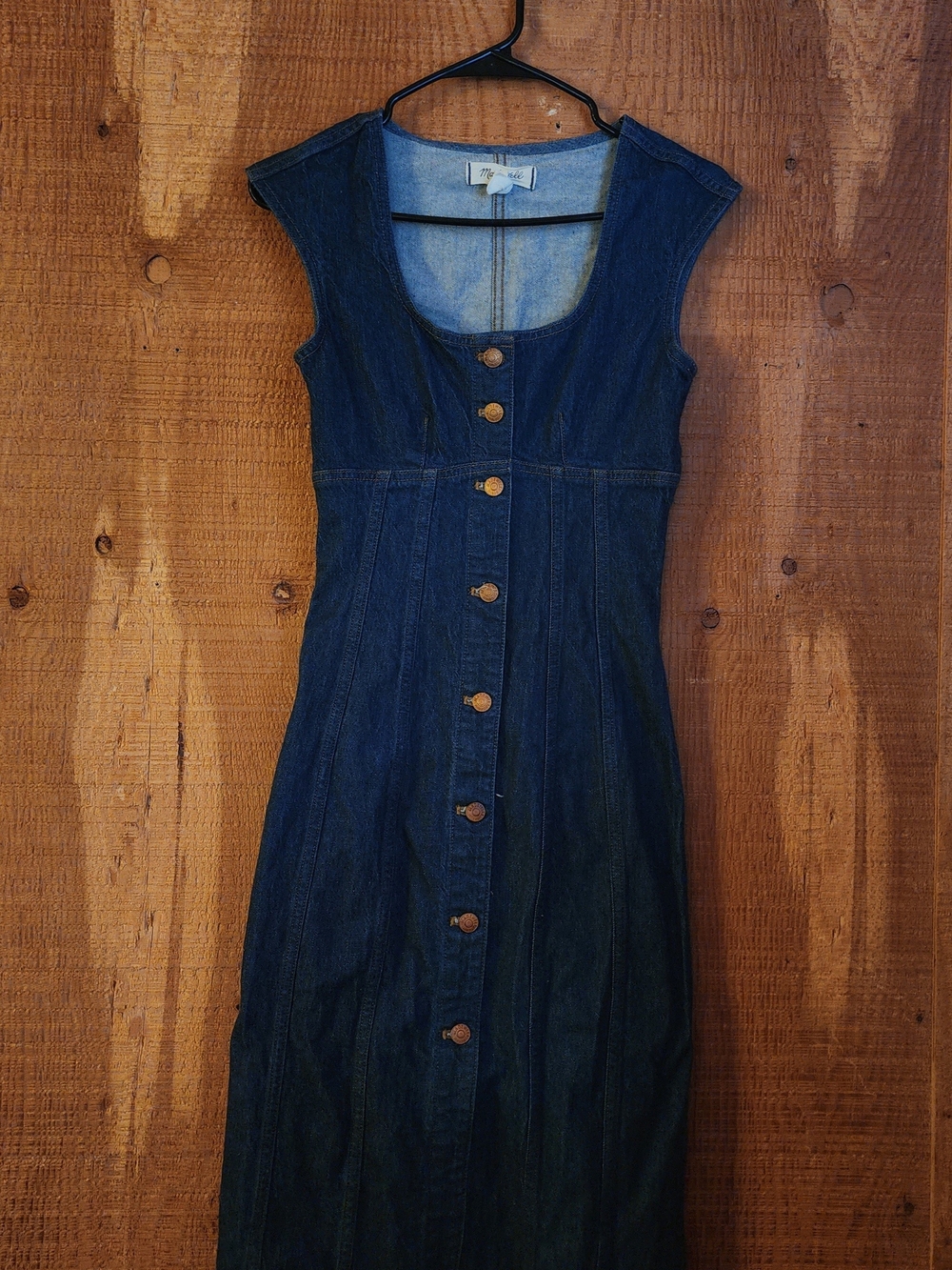 Madewell Dark Blue Sleeveless Button-Front Denim Dress